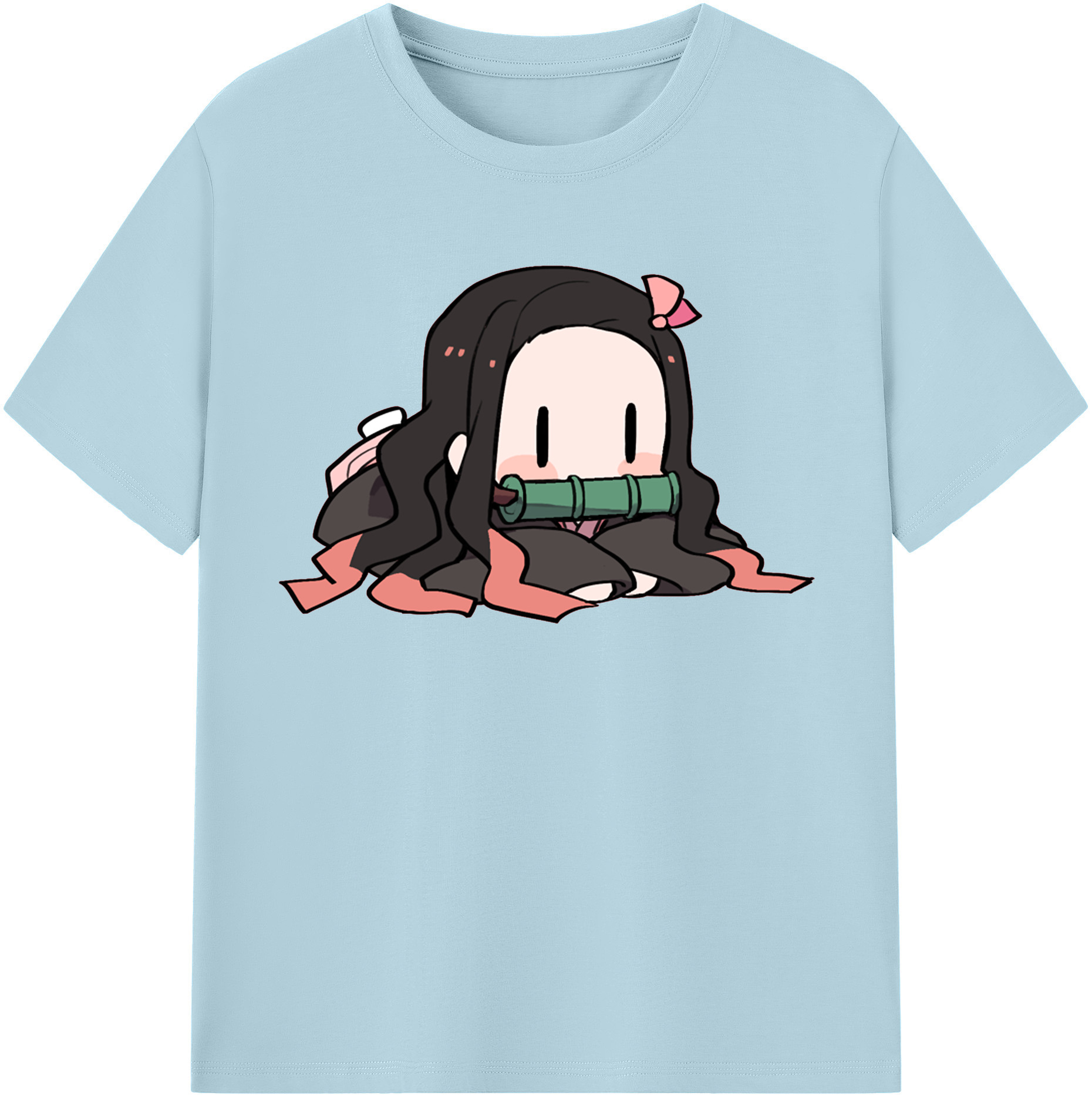 （画像用） 鬼滅の刃（きめつのやいば）竈門 禰󠄀豆子／かまど ねずこ Kamado Nezuko 綿100％半袖Tシャツ（フロントプリント）